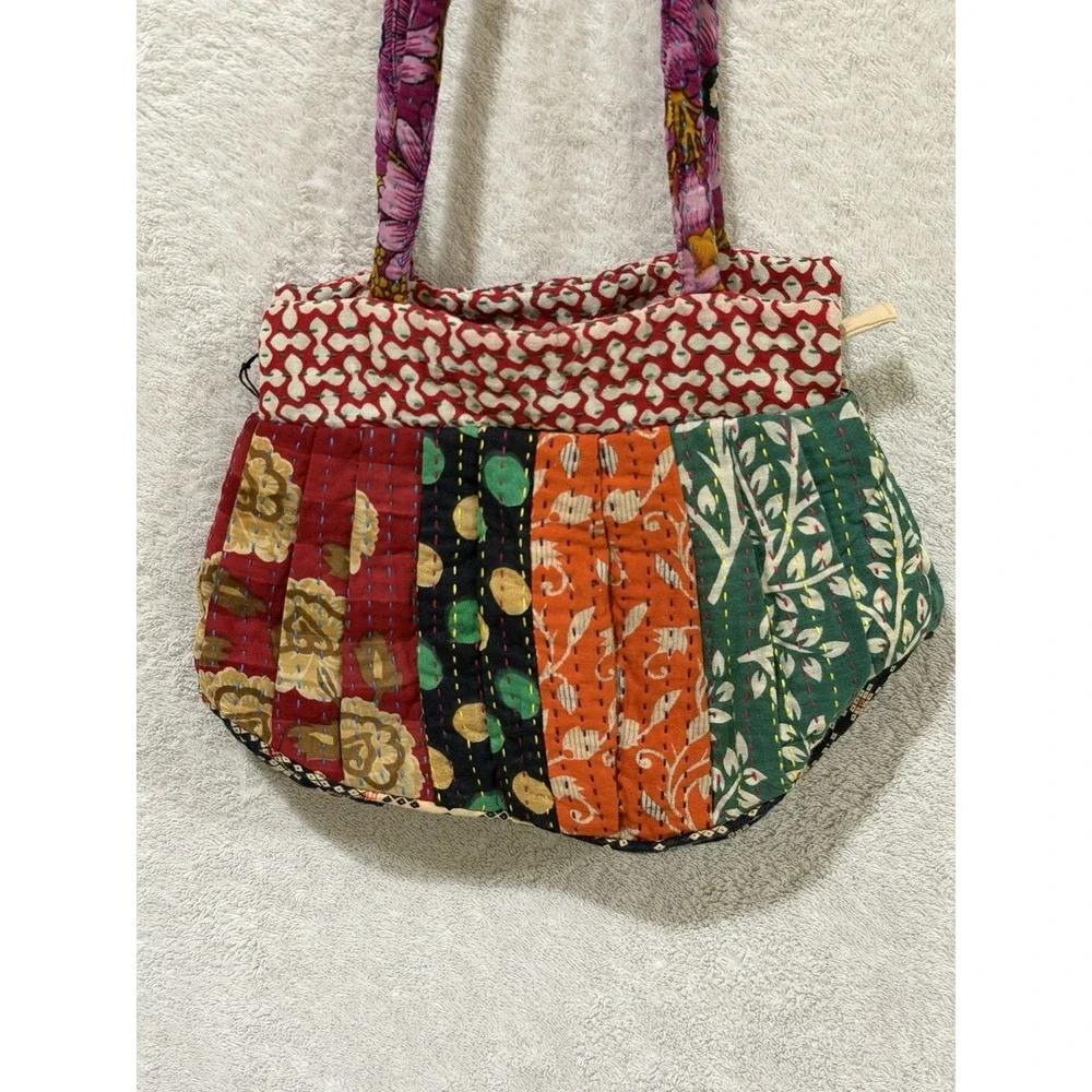 NWT Kantha Stitch‎ Sari Purse Hobo Bag Multicolor Patchwork Boho Artisan